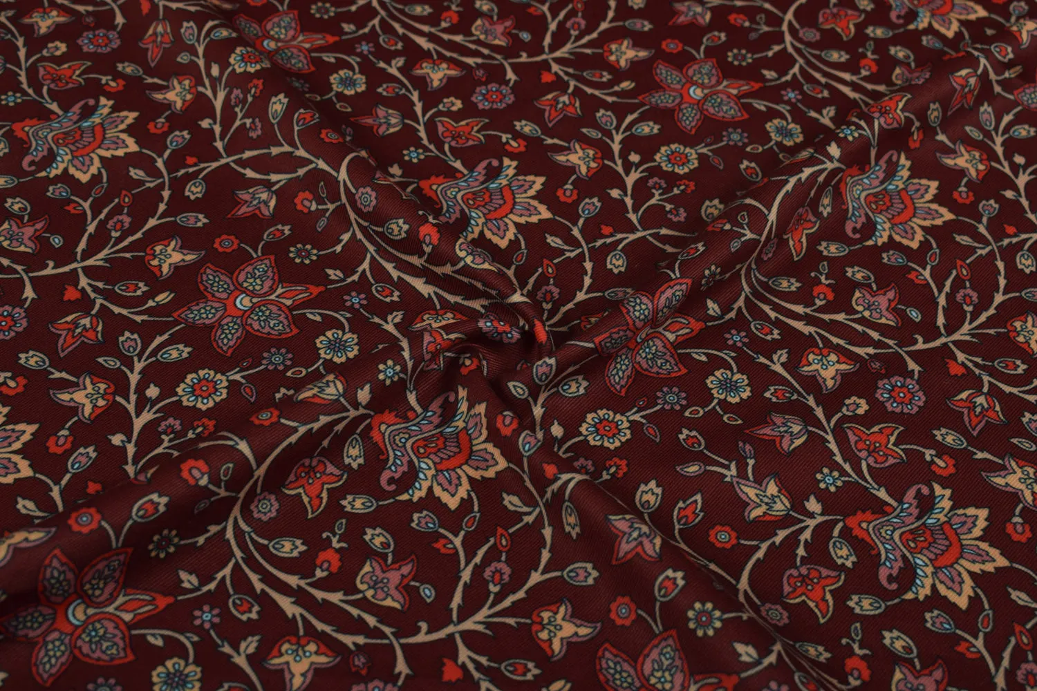 Maroon Printed Spun Fabric