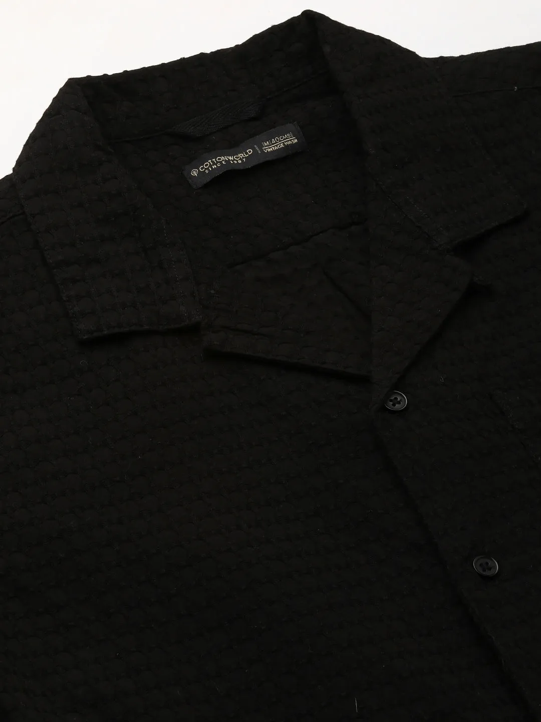 Men's Black Cotton Regular Fit Shirt