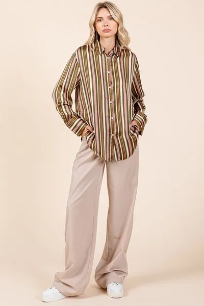 Mittoshop Striped Button Down Satin Shirt