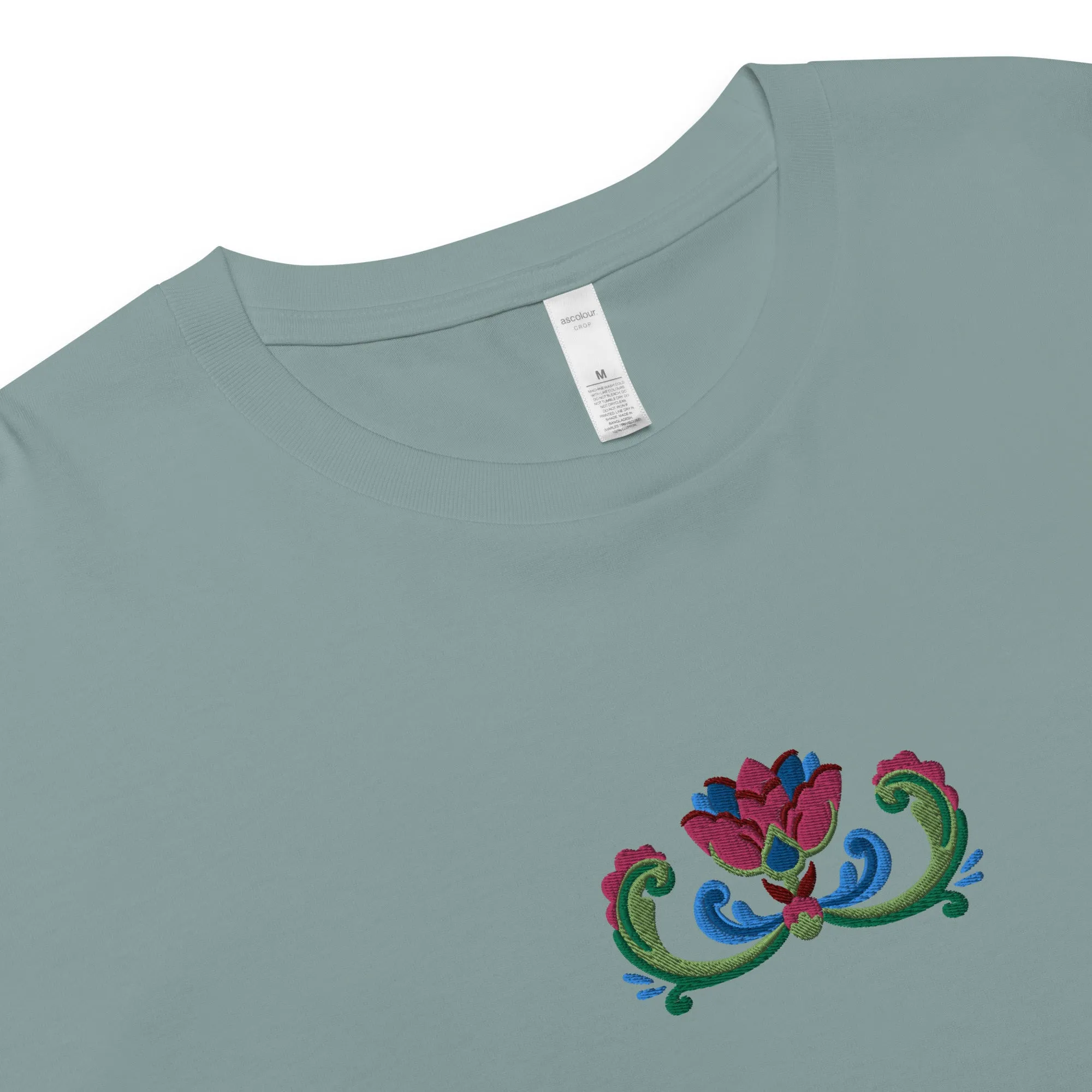 Norwegian Rosemaling Embroidered Cropped T-Shirt