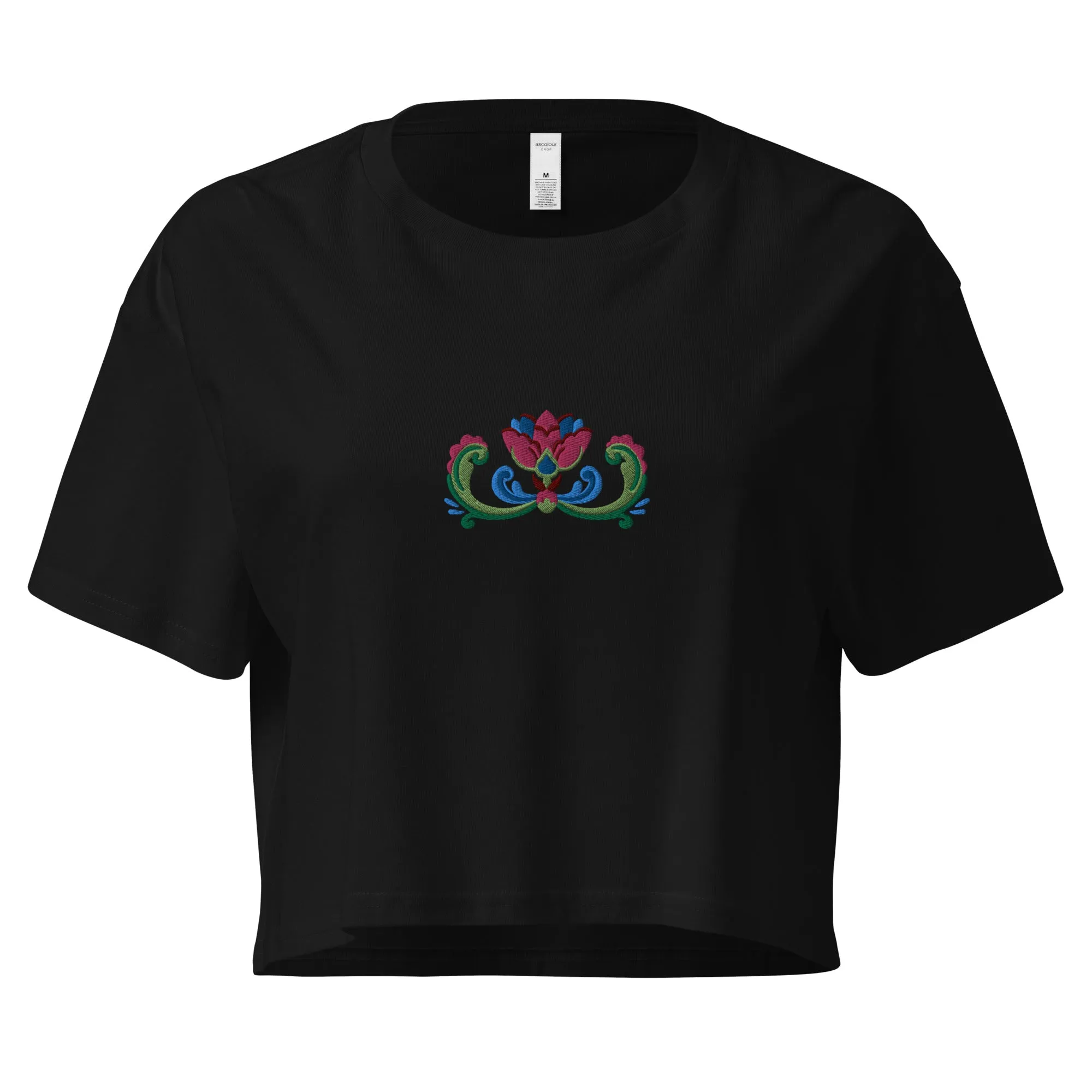 Norwegian Rosemaling Embroidered Cropped T-Shirt