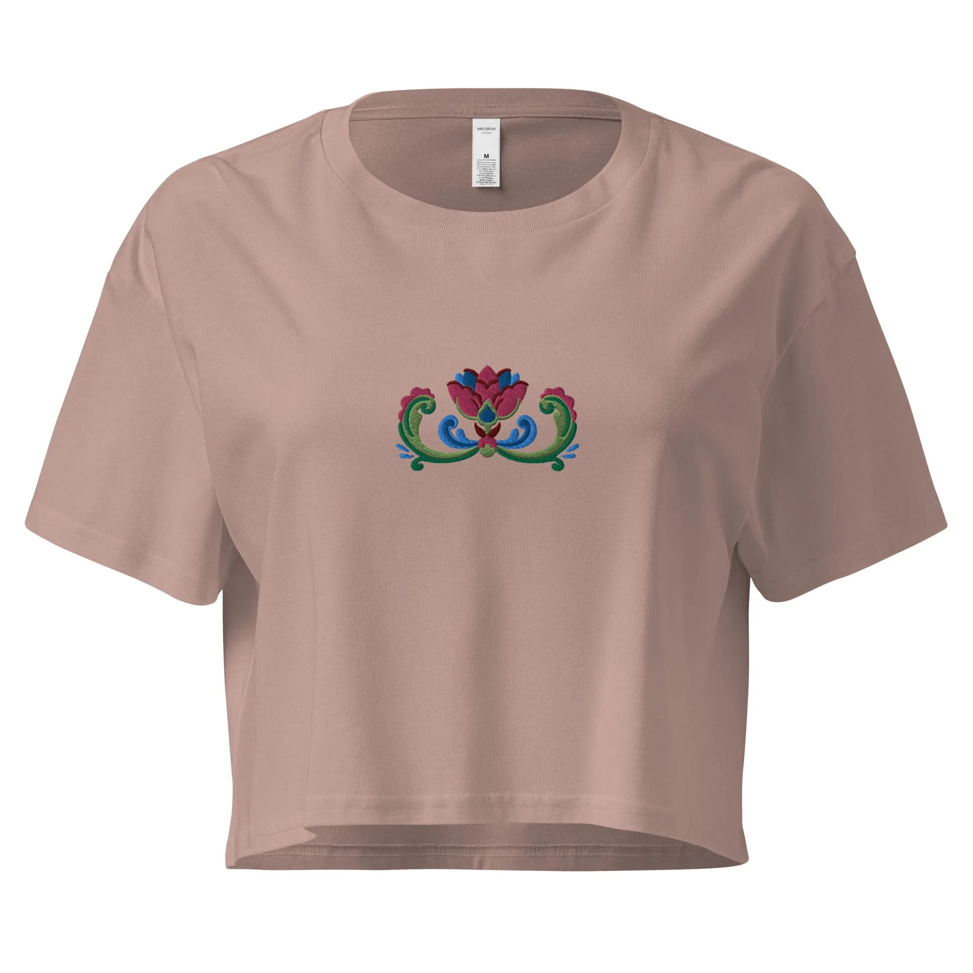 Norwegian Rosemaling Embroidered Cropped T-Shirt