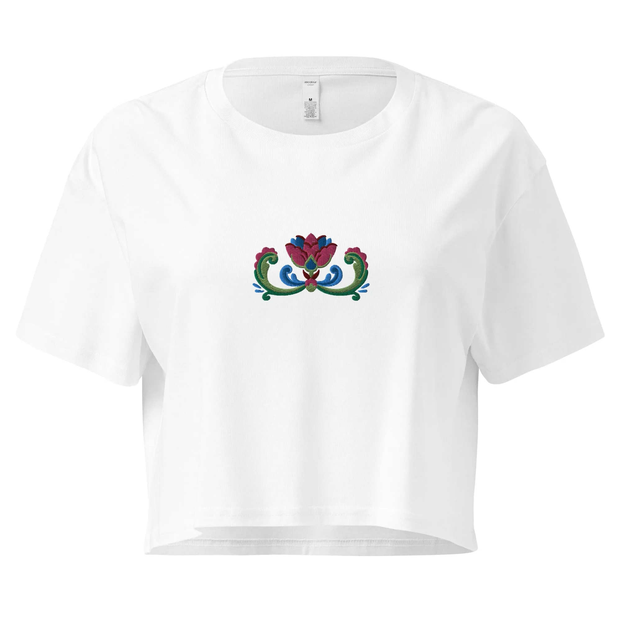 Norwegian Rosemaling Embroidered Cropped T-Shirt