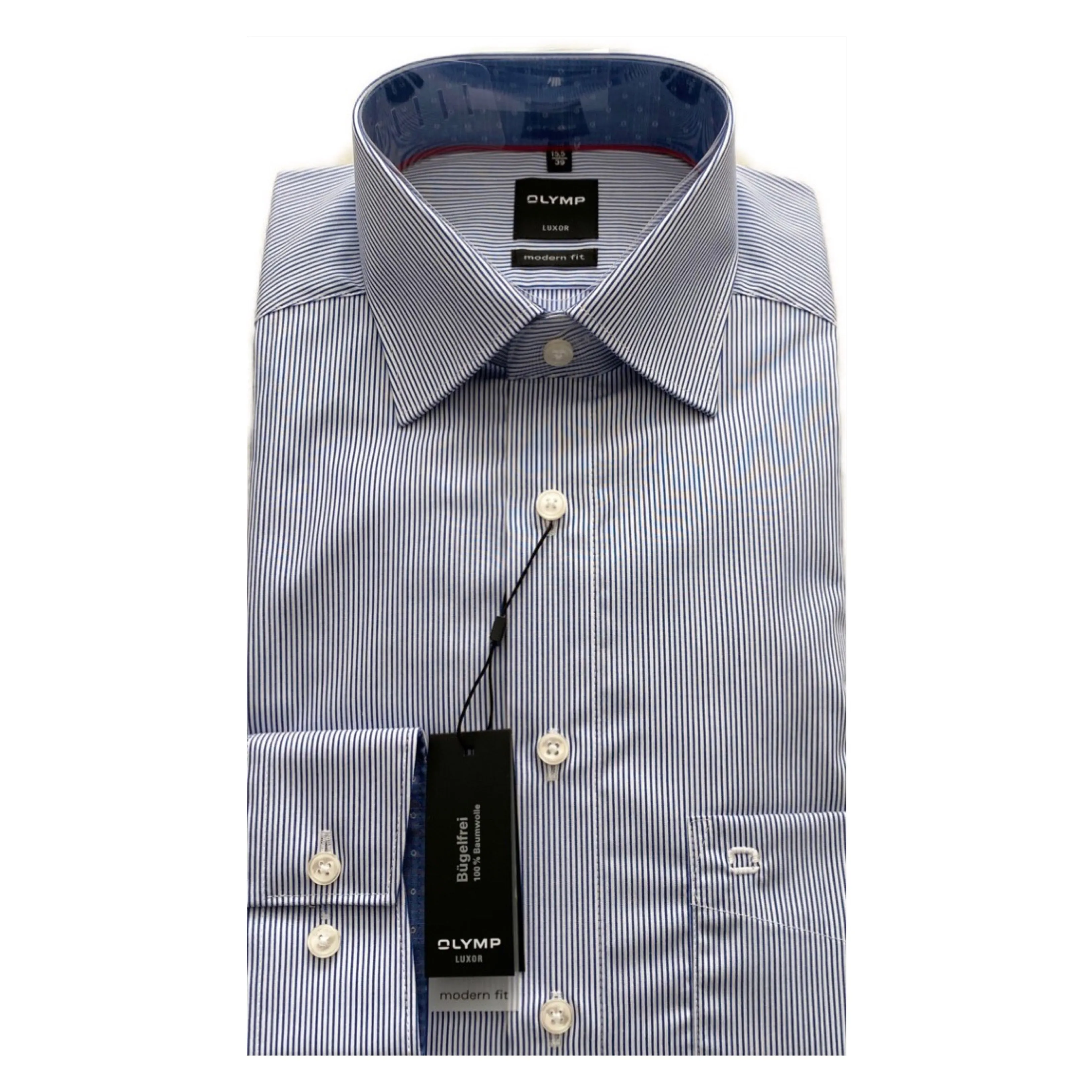 OLYMP White/Navy Stripe Modern Fit Shirt