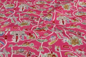 Pink Printed Cotton Poplin Fabric