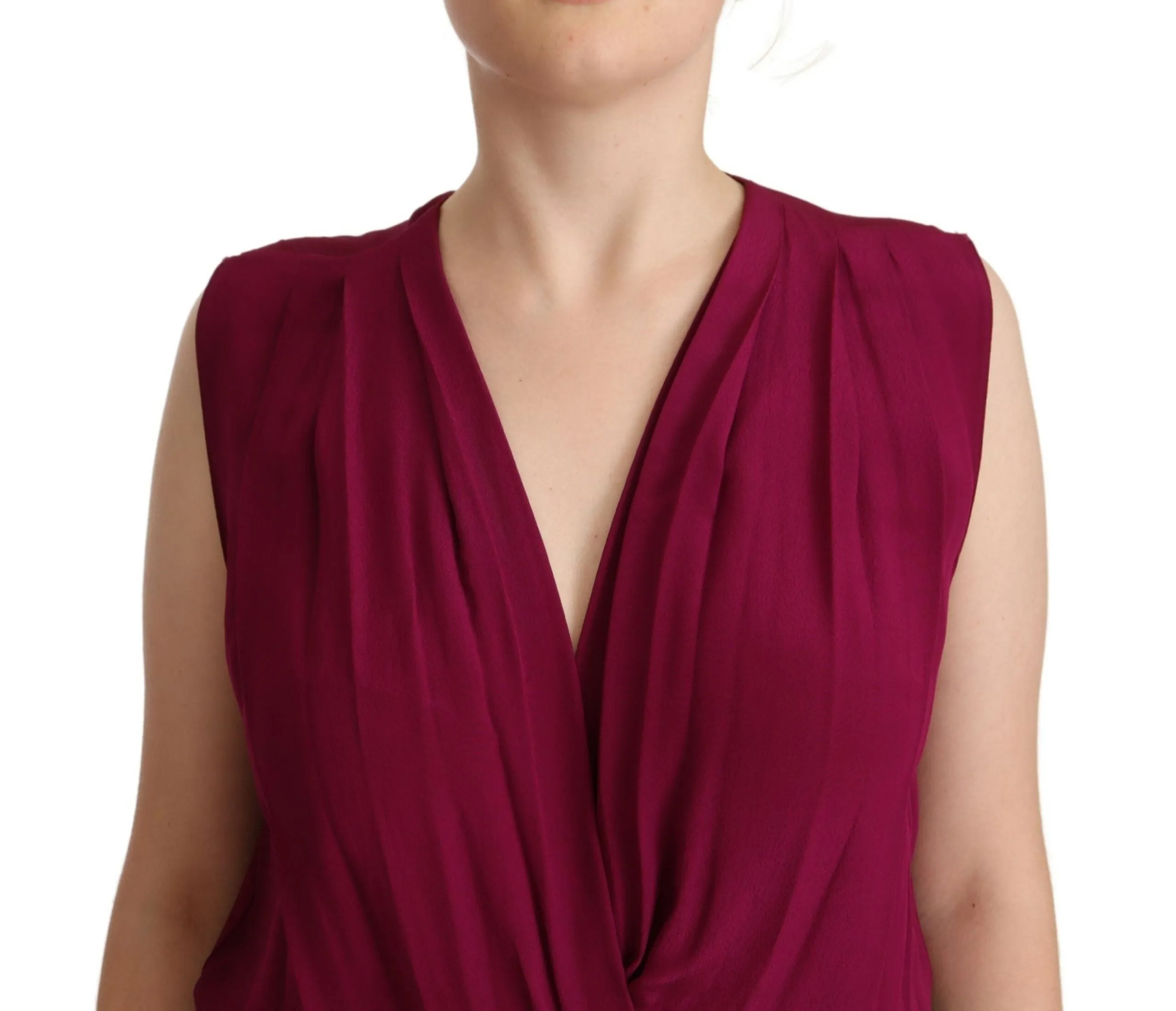 PINKO Elegant Plum V-Neck Sleeveless Bodysuit