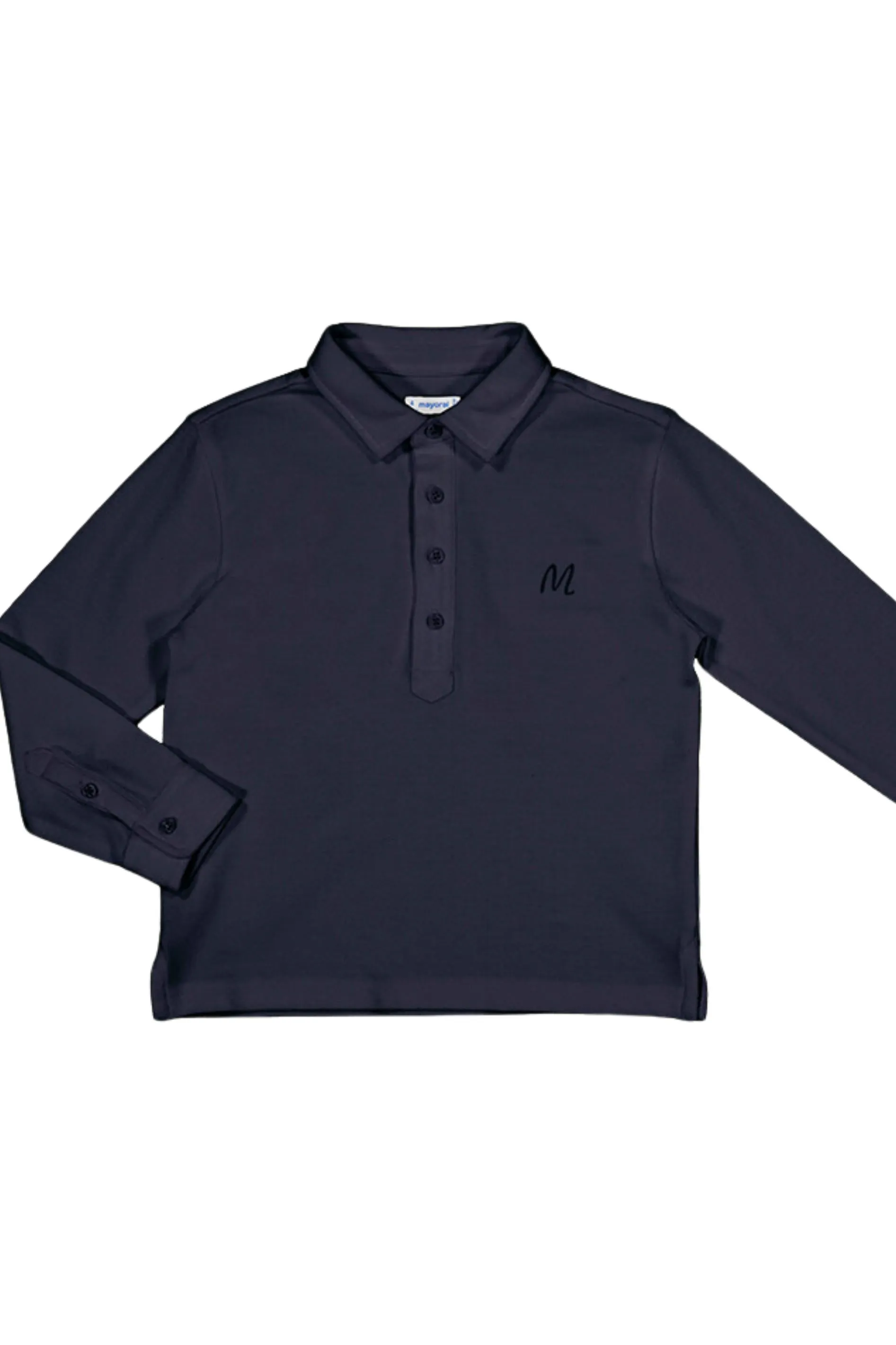 Pique Long Sleeve Polo - Navy