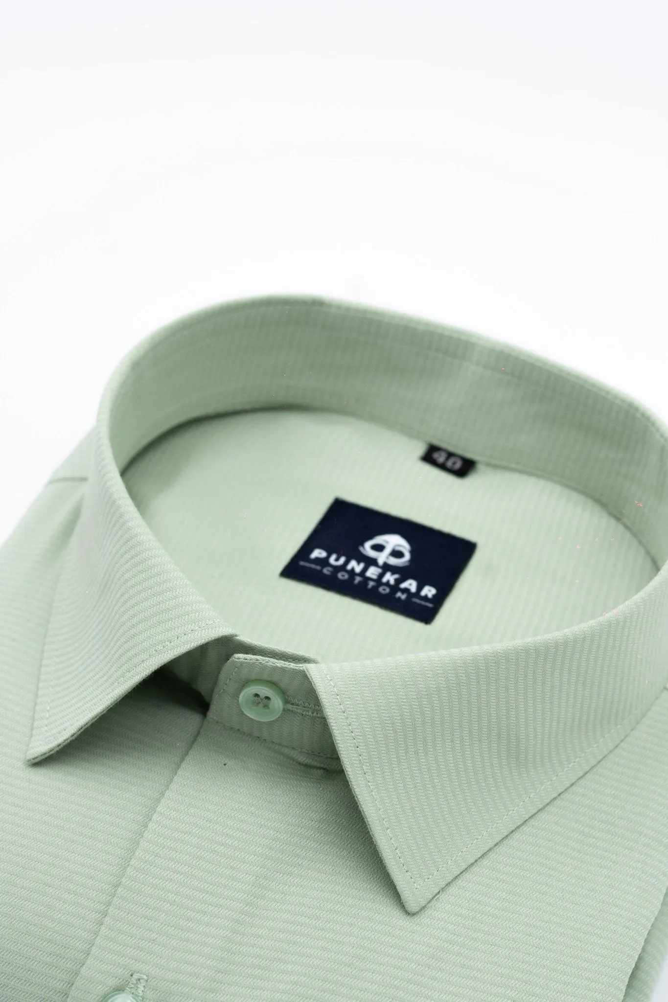 Pista Green Color Twitter Lining Blende Cotton Shirts For Men