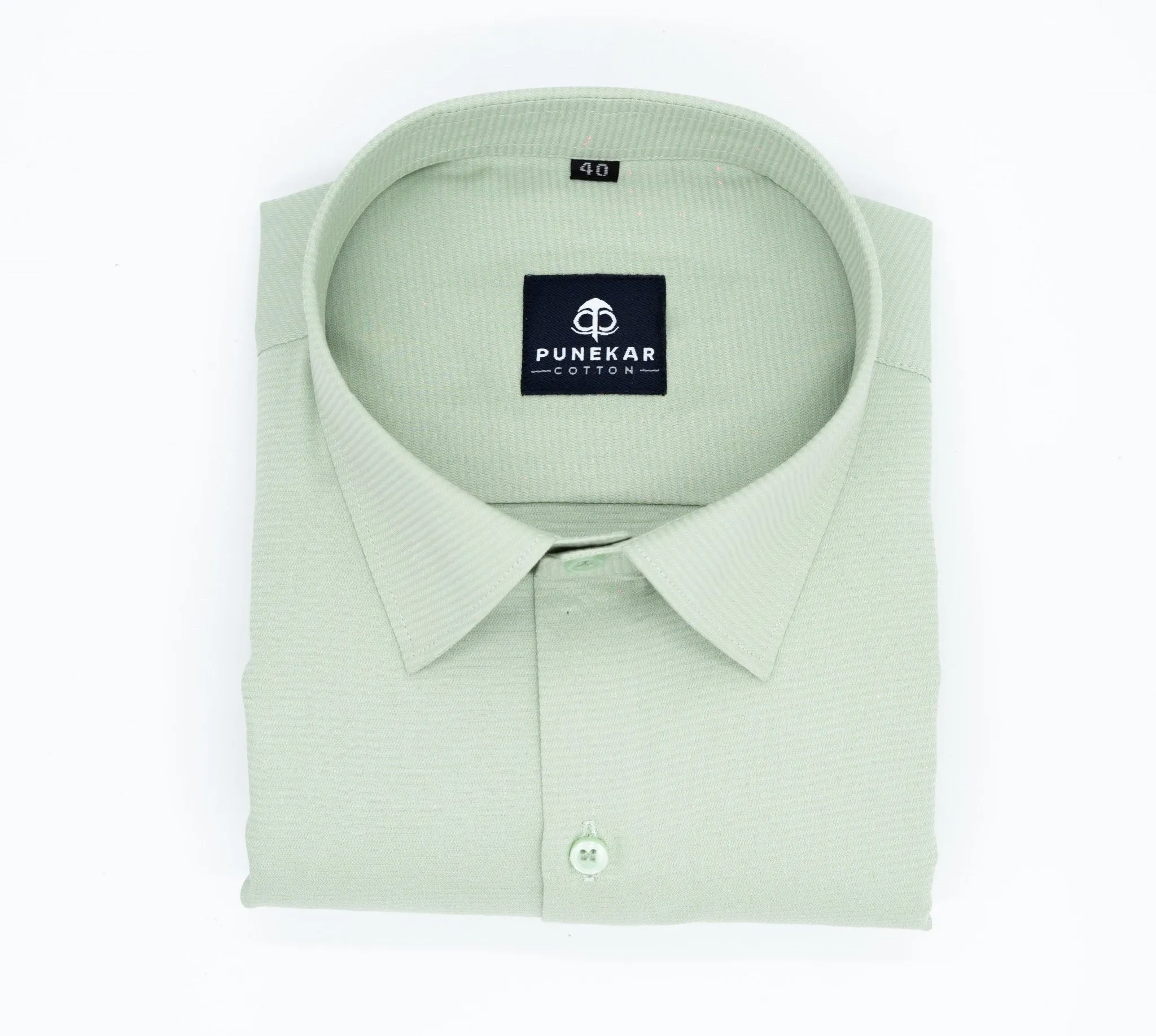 Pista Green Color Twitter Lining Blende Cotton Shirts For Men