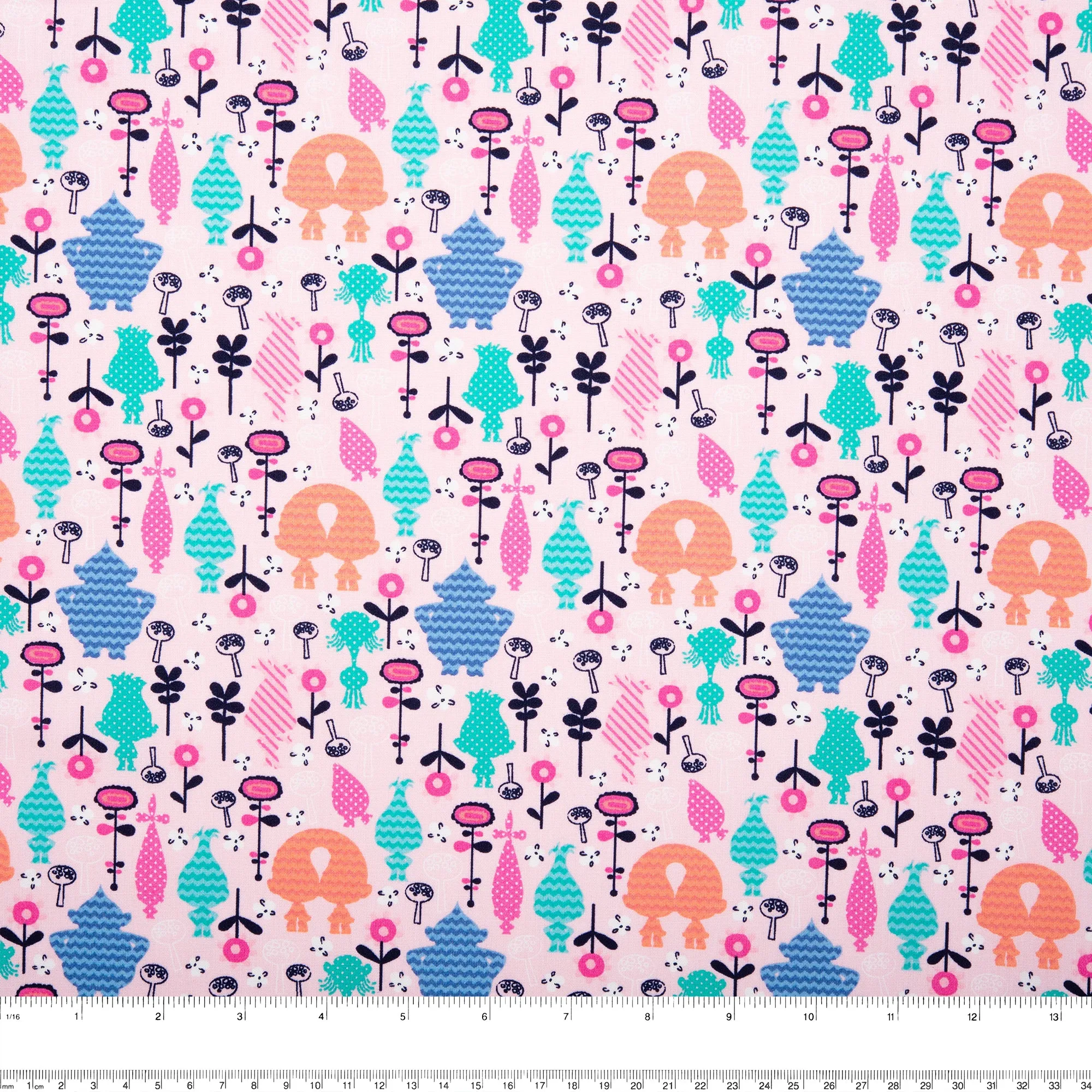 Printed Cotton Poplin - WOO HOO - Double trolls - Petal pink