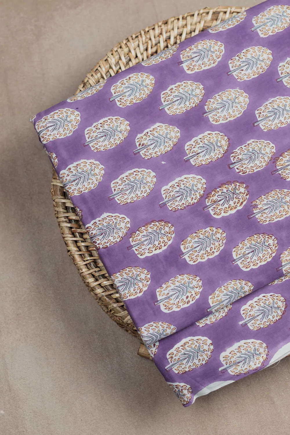 Purple Sanganeri Cotton Fabric