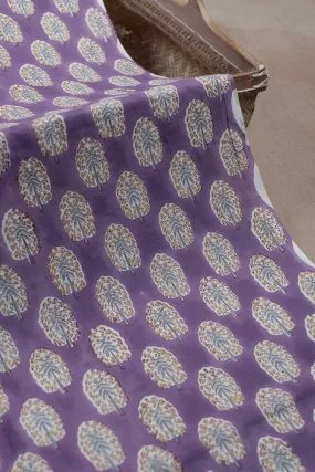 Purple Sanganeri Cotton Fabric