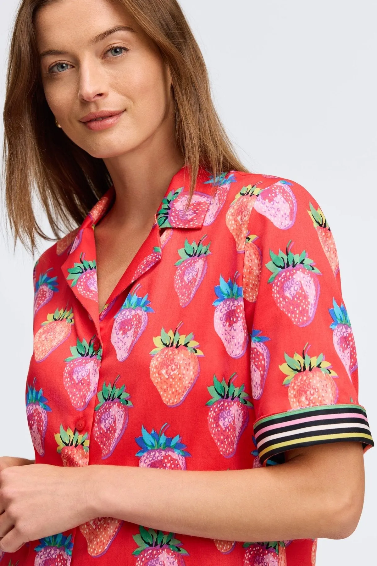 Quinn No Iron Strawberry Delight Camp Shirt