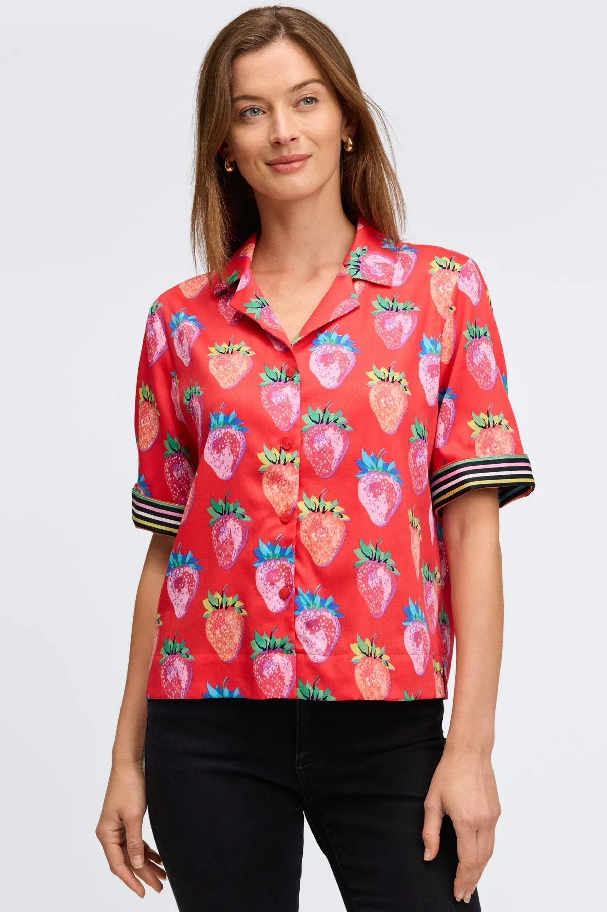 Quinn No Iron Strawberry Delight Camp Shirt