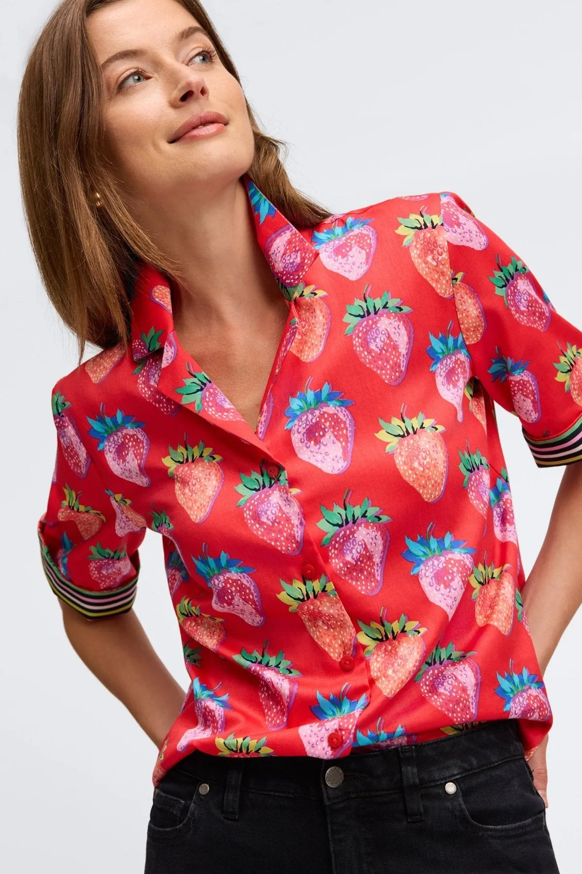 Quinn No Iron Strawberry Delight Camp Shirt