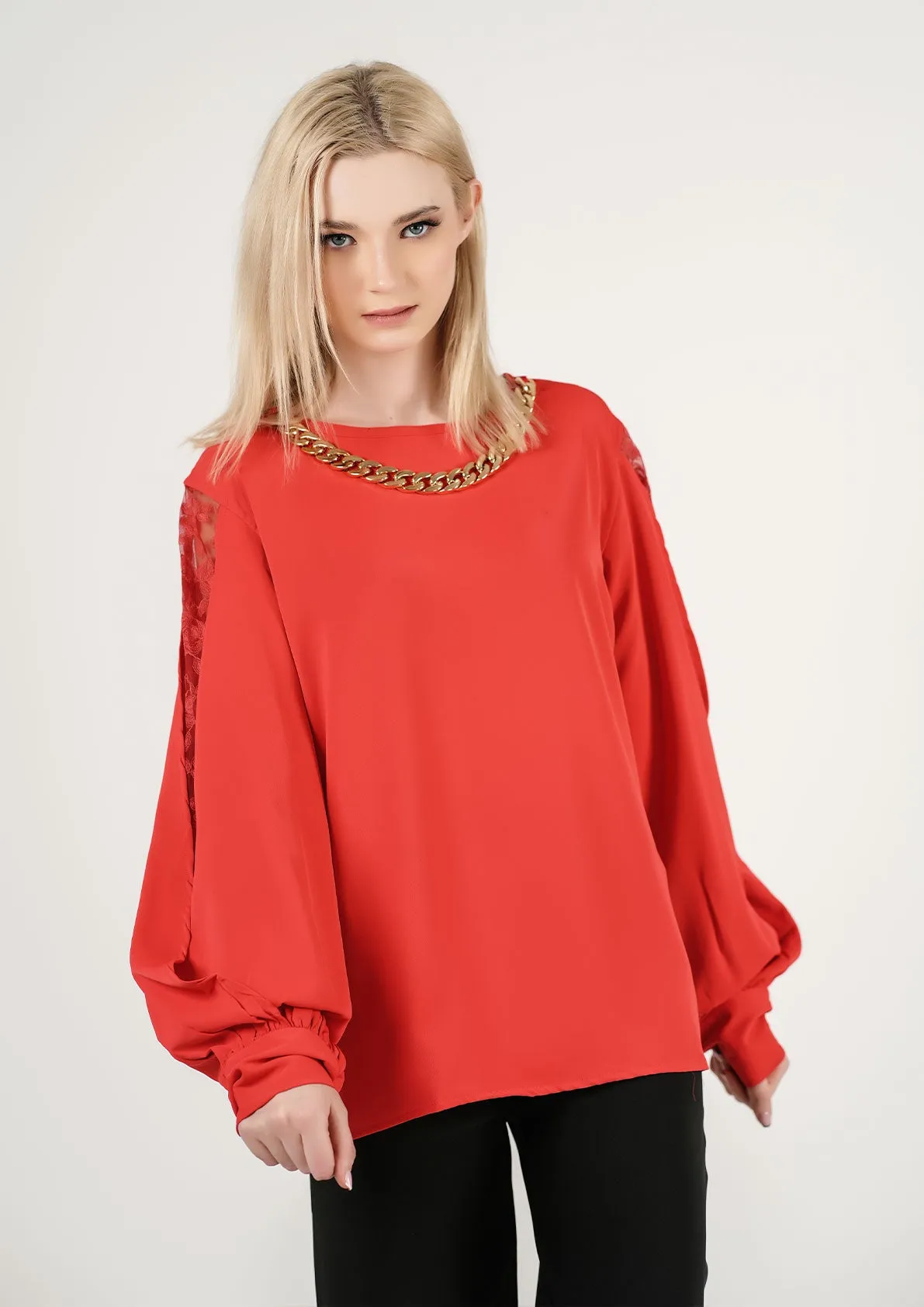 Ravishing Ruby: The Statement Top with a Touch of Lace