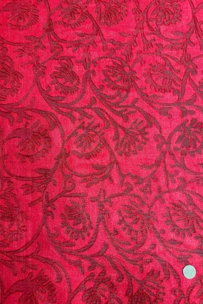 Red Embroidered Silk Linen MEMT-033-03