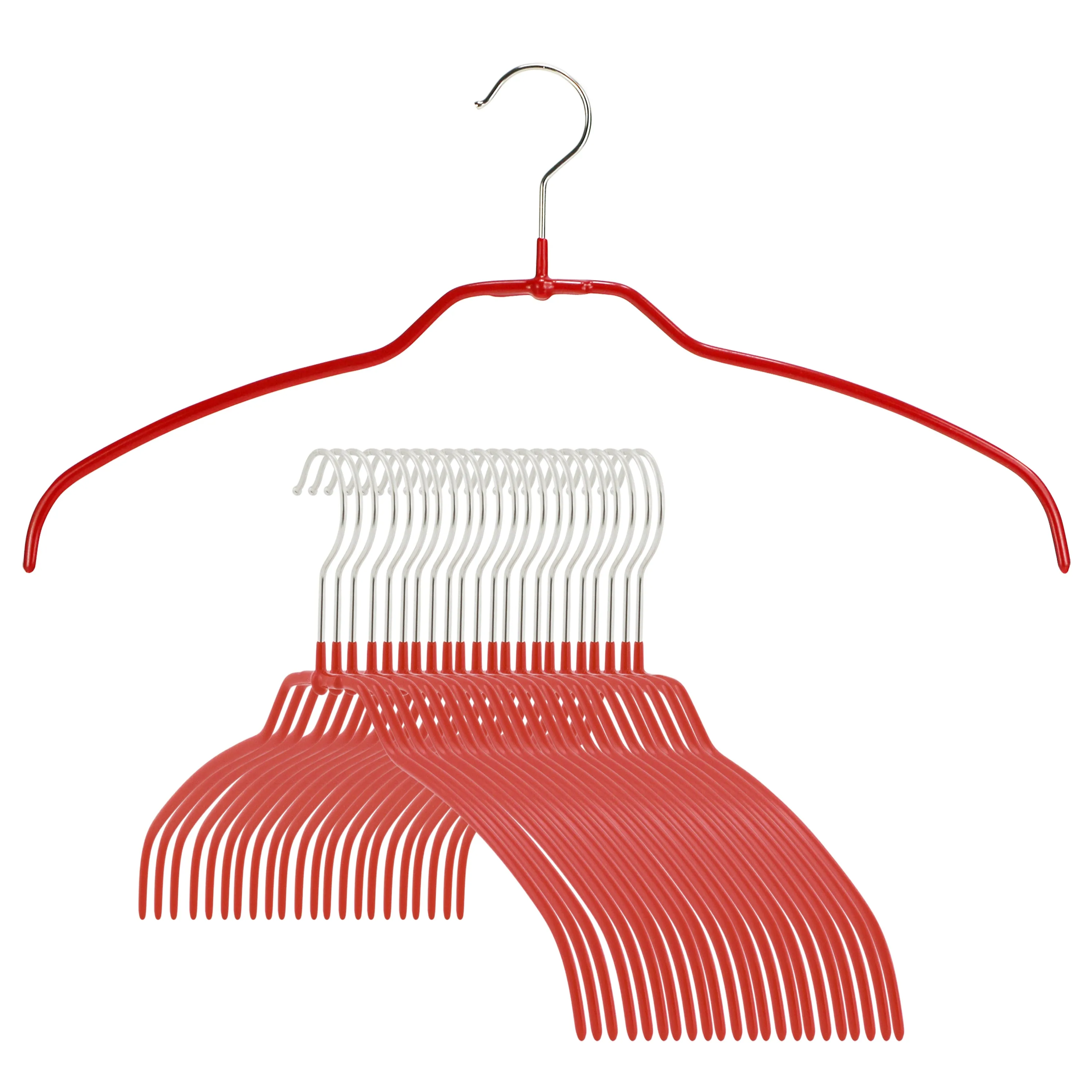 Silhouette Space-Saving Shirt Hanger, Narrow, 36FT, Red