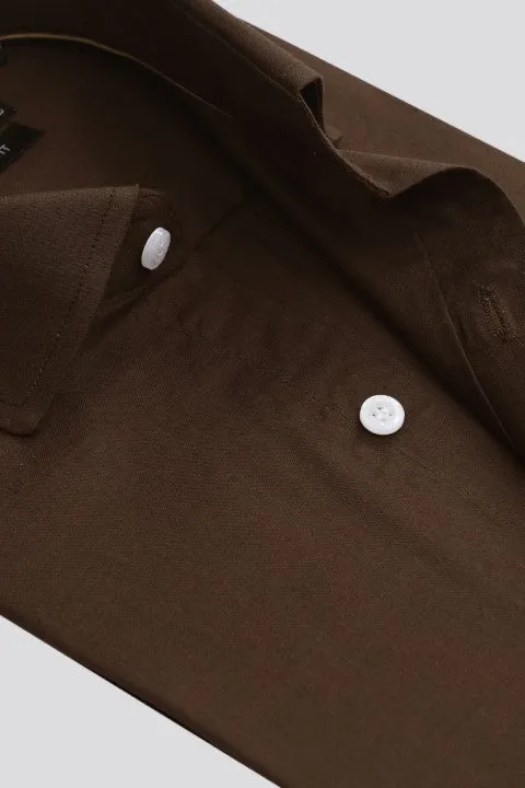 SOLID BROWN FORMAL SHIRT