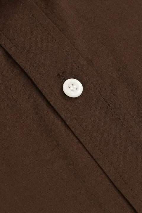 SOLID BROWN FORMAL SHIRT