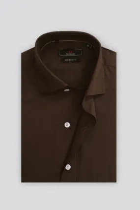 SOLID BROWN FORMAL SHIRT