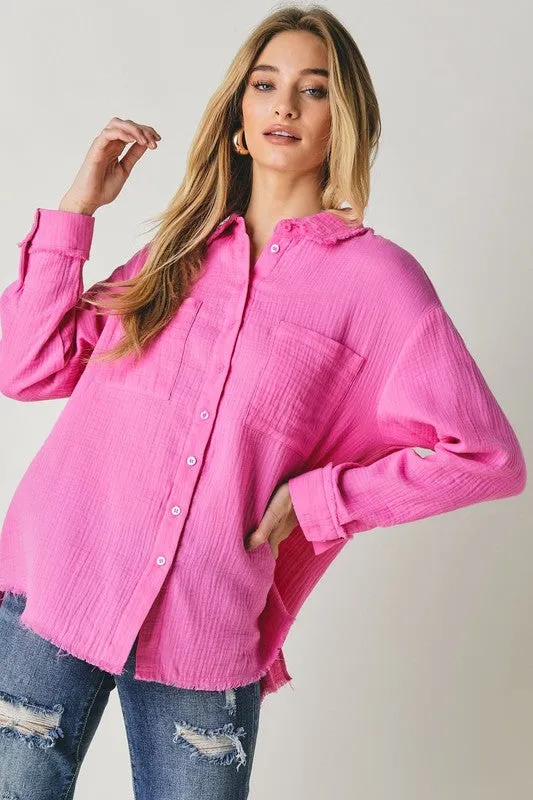 Solid Button Down Long Sleeve Shirt *Online Only*