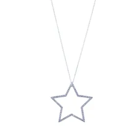 Sterling Silver Silhouette Star Pave Necklace