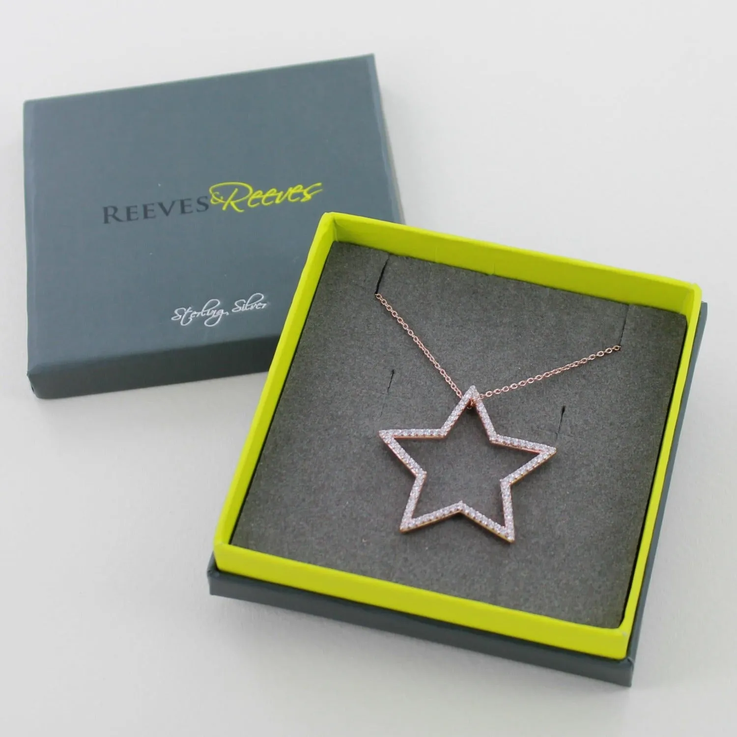 Sterling Silver Silhouette Star Pave Necklace