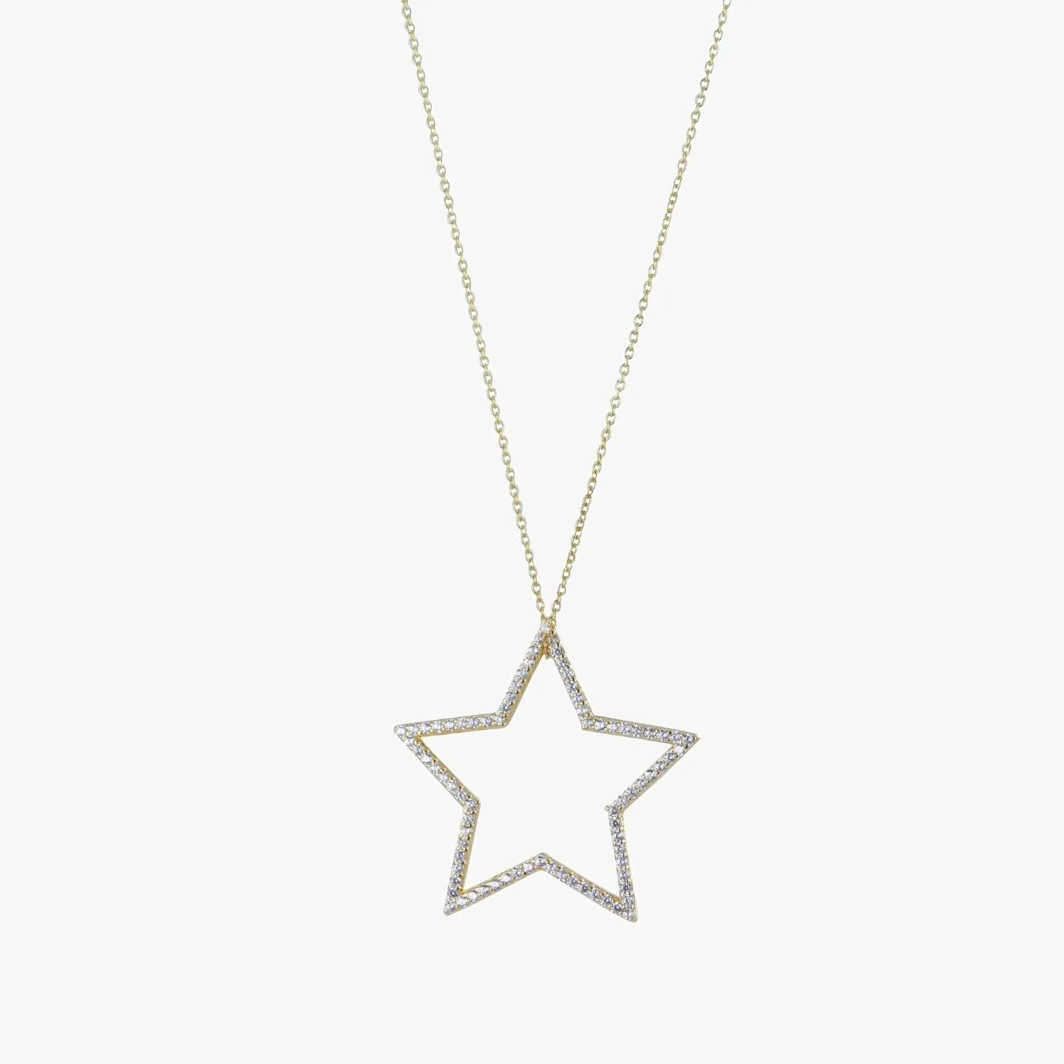 Sterling Silver Silhouette Star Pave Necklace