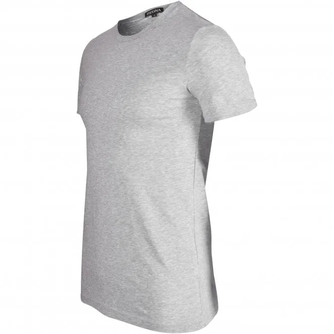 Stretch Cotton Crew-Neck T-Shirt, Grey Melange