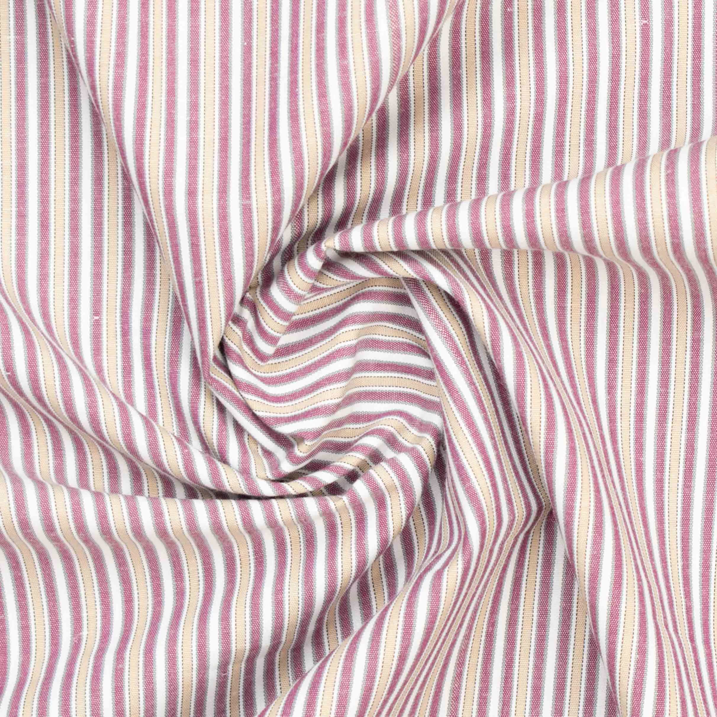 Stripe Shirting Design-51 Raspberry & Cream