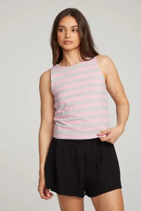 Teague Pastel Lavender and Grey Marl Striped Tank