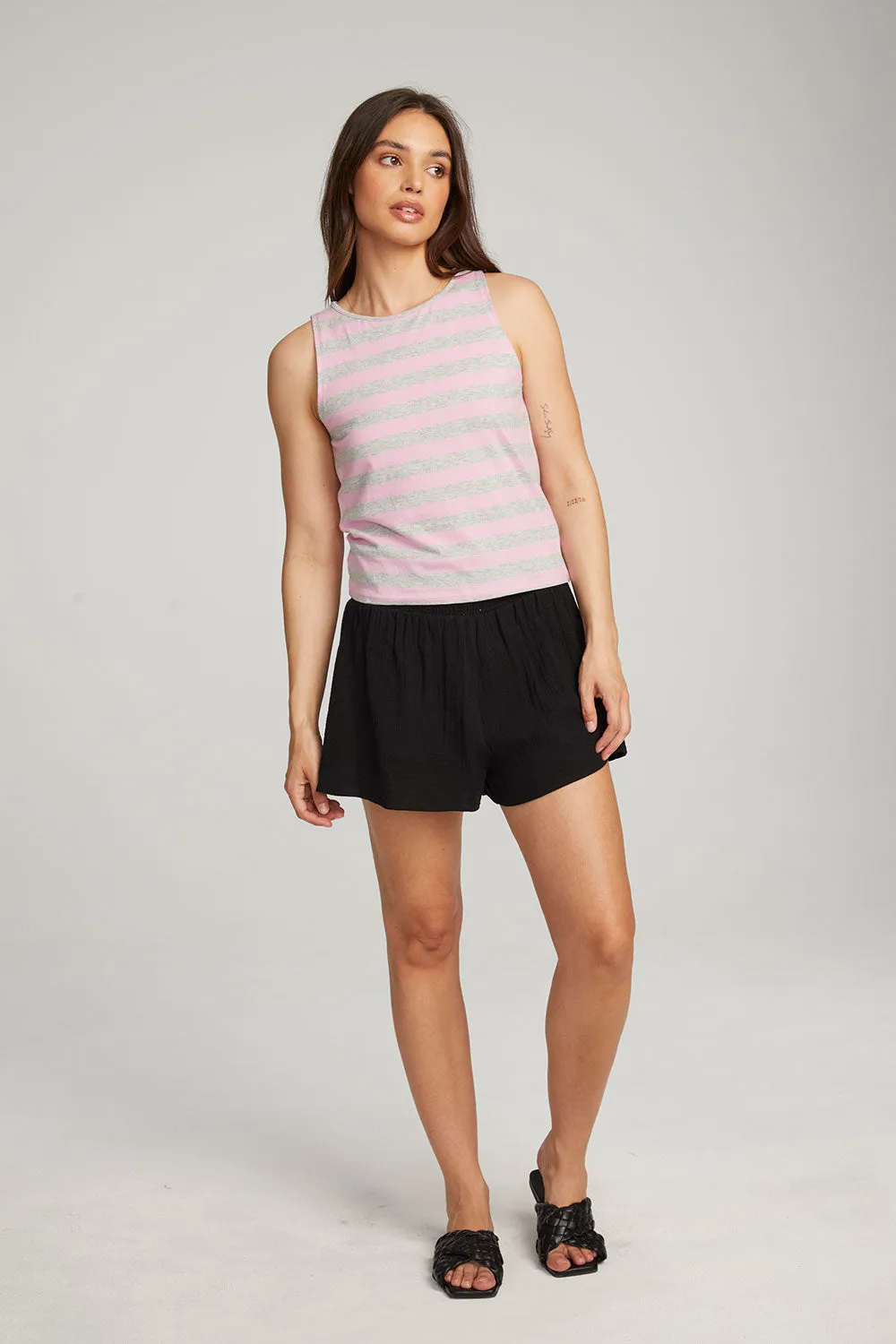 Teague Pastel Lavender and Grey Marl Striped Tank