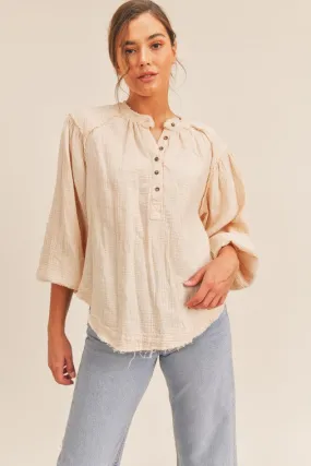 Toni Distressed Button Down Top