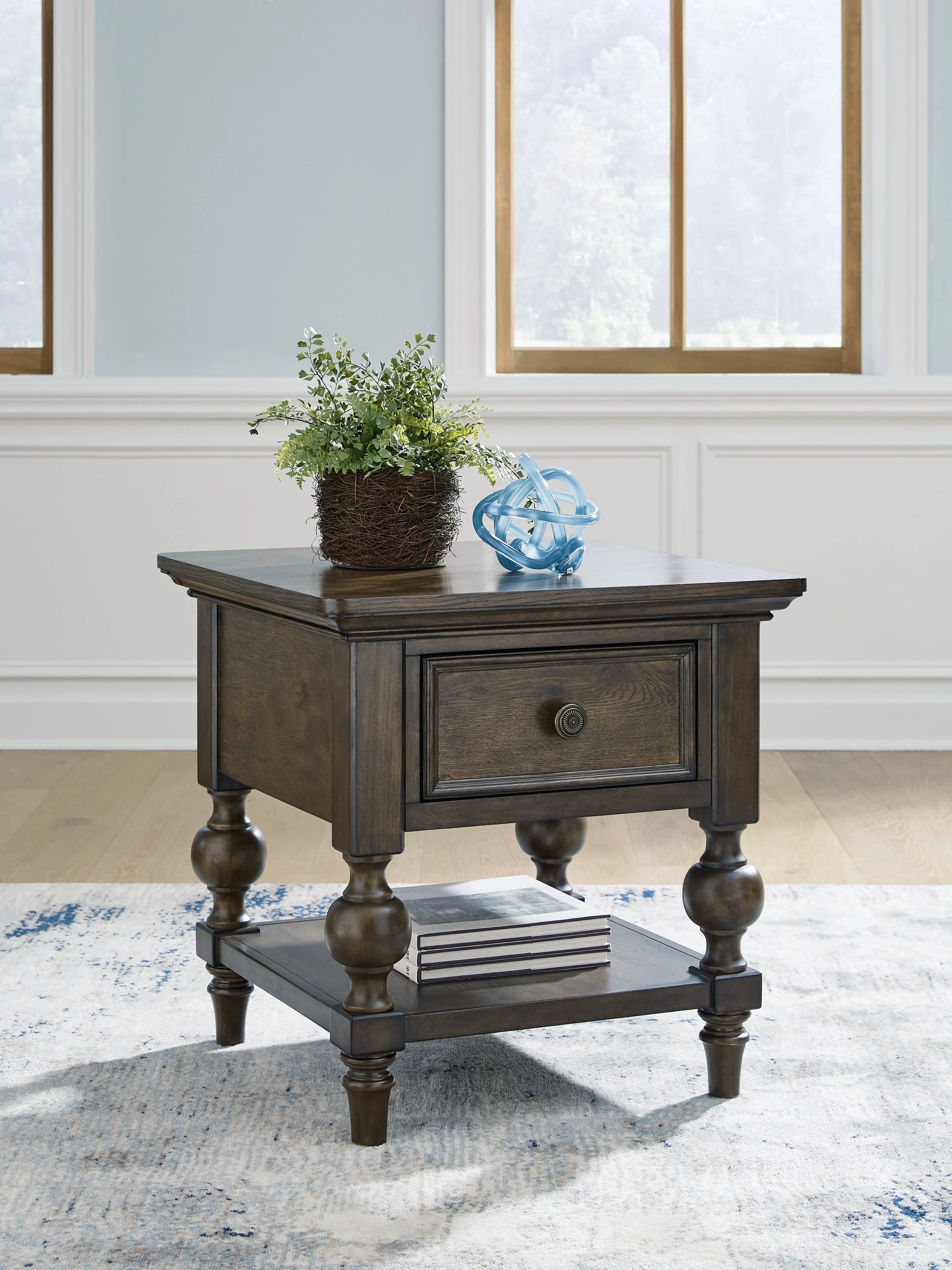 Veramond Coffee Table with 1 End Table in Dark Brown