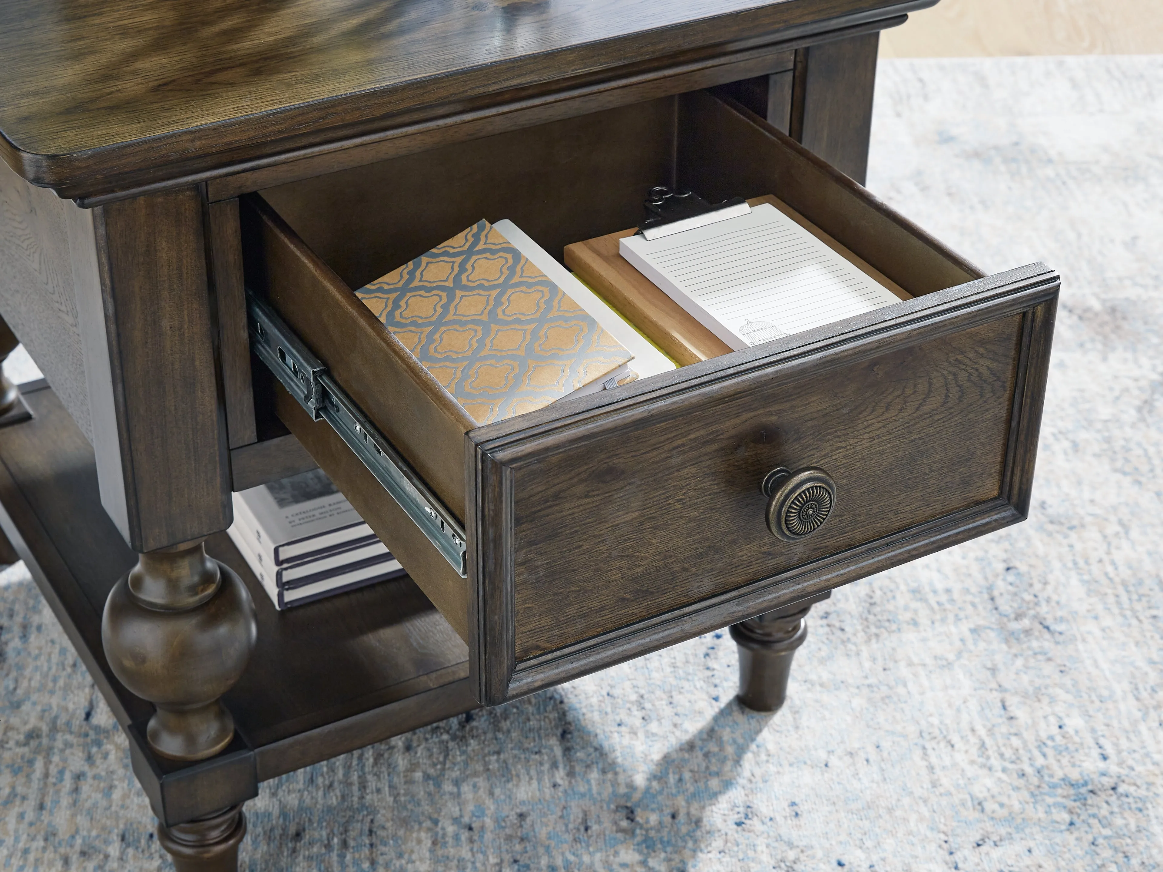 Veramond Coffee Table with 1 End Table in Dark Brown