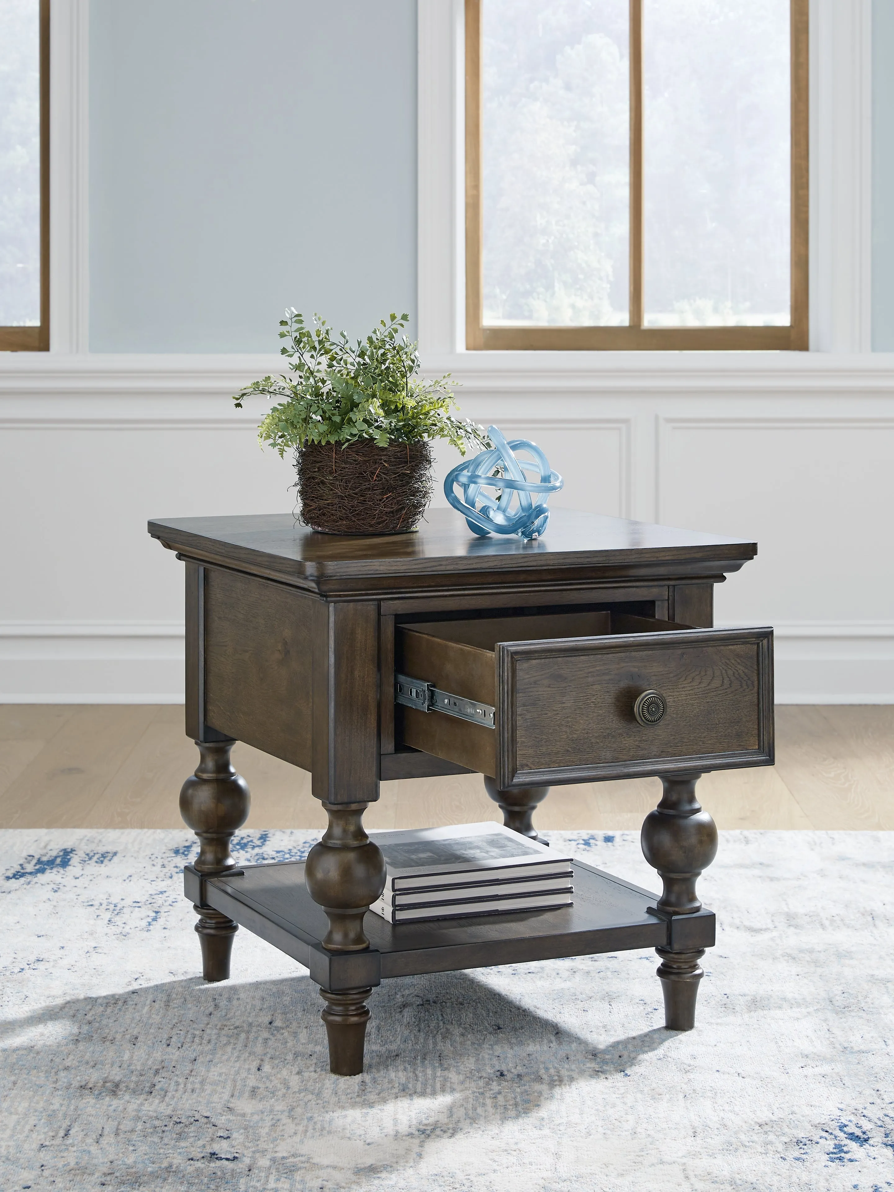 Veramond Coffee Table with 1 End Table in Dark Brown