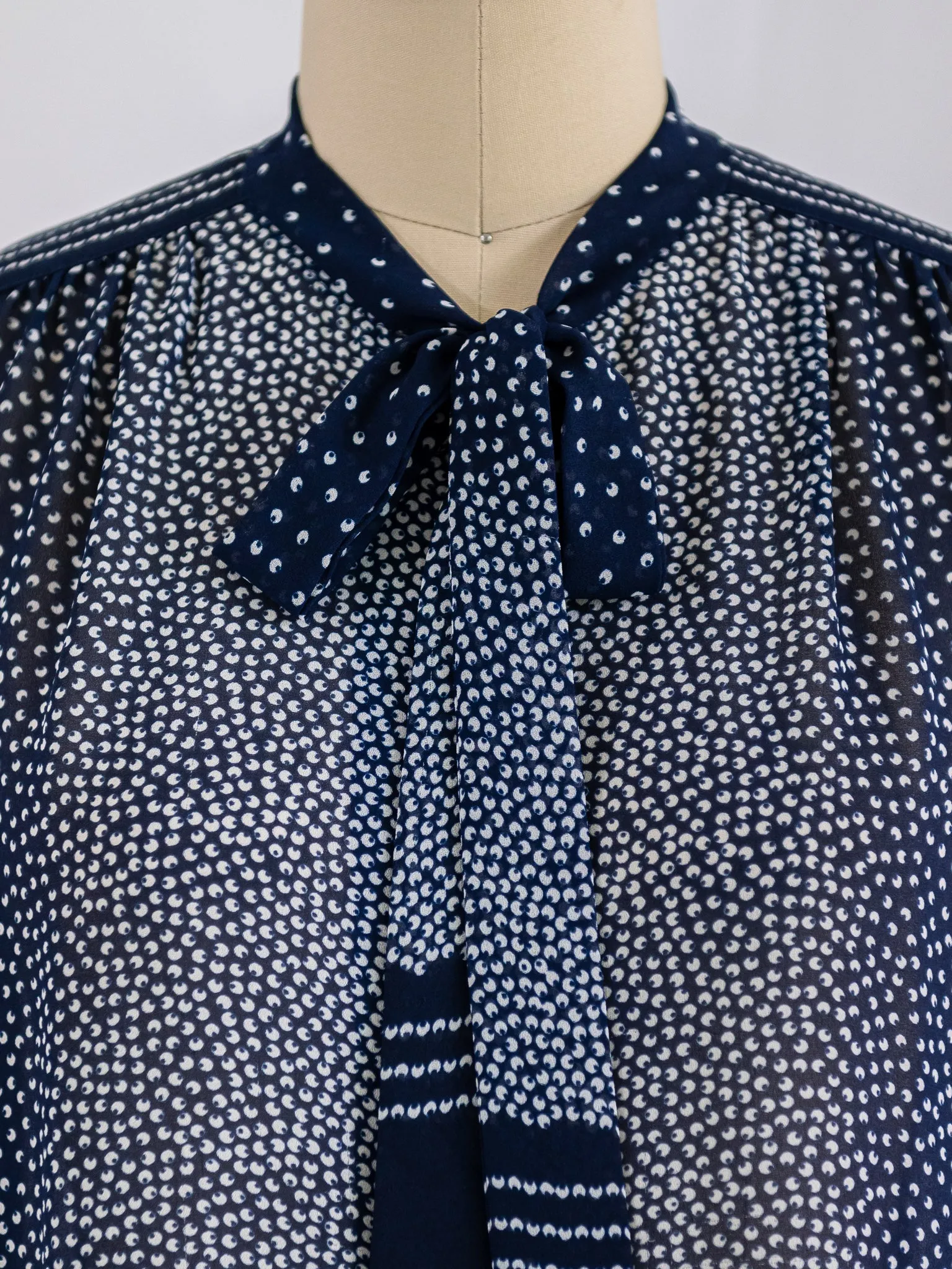 Vintage Serene Blue Cuff Sleeved Blouse