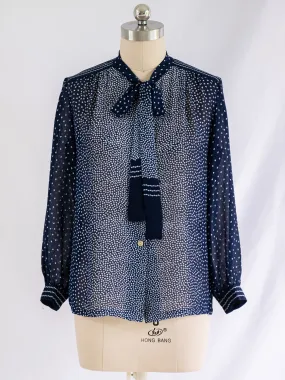 Vintage Serene Blue Cuff Sleeved Blouse