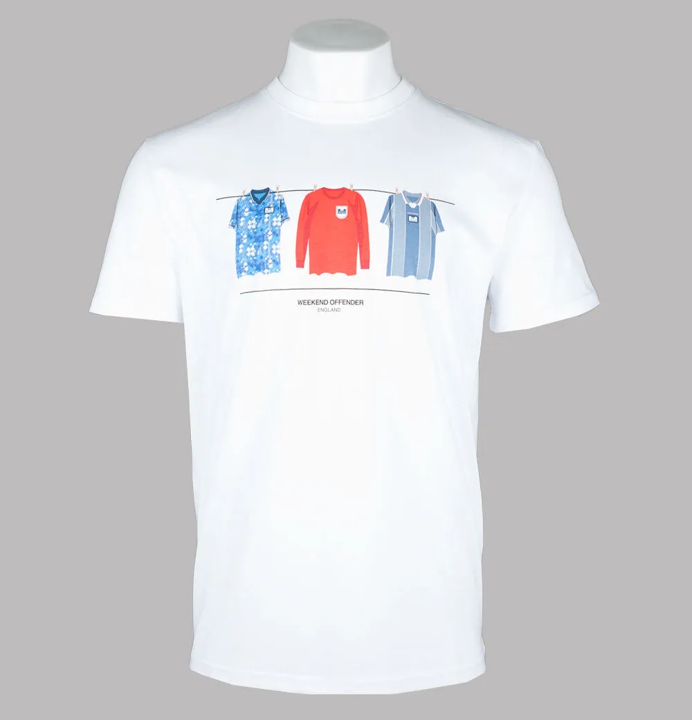 Weekend Offender England Retro Away Football Shirts T-Shirt White