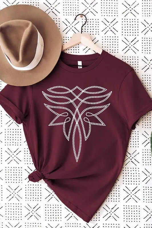 Western Boot Stitch Graphic T Shirts