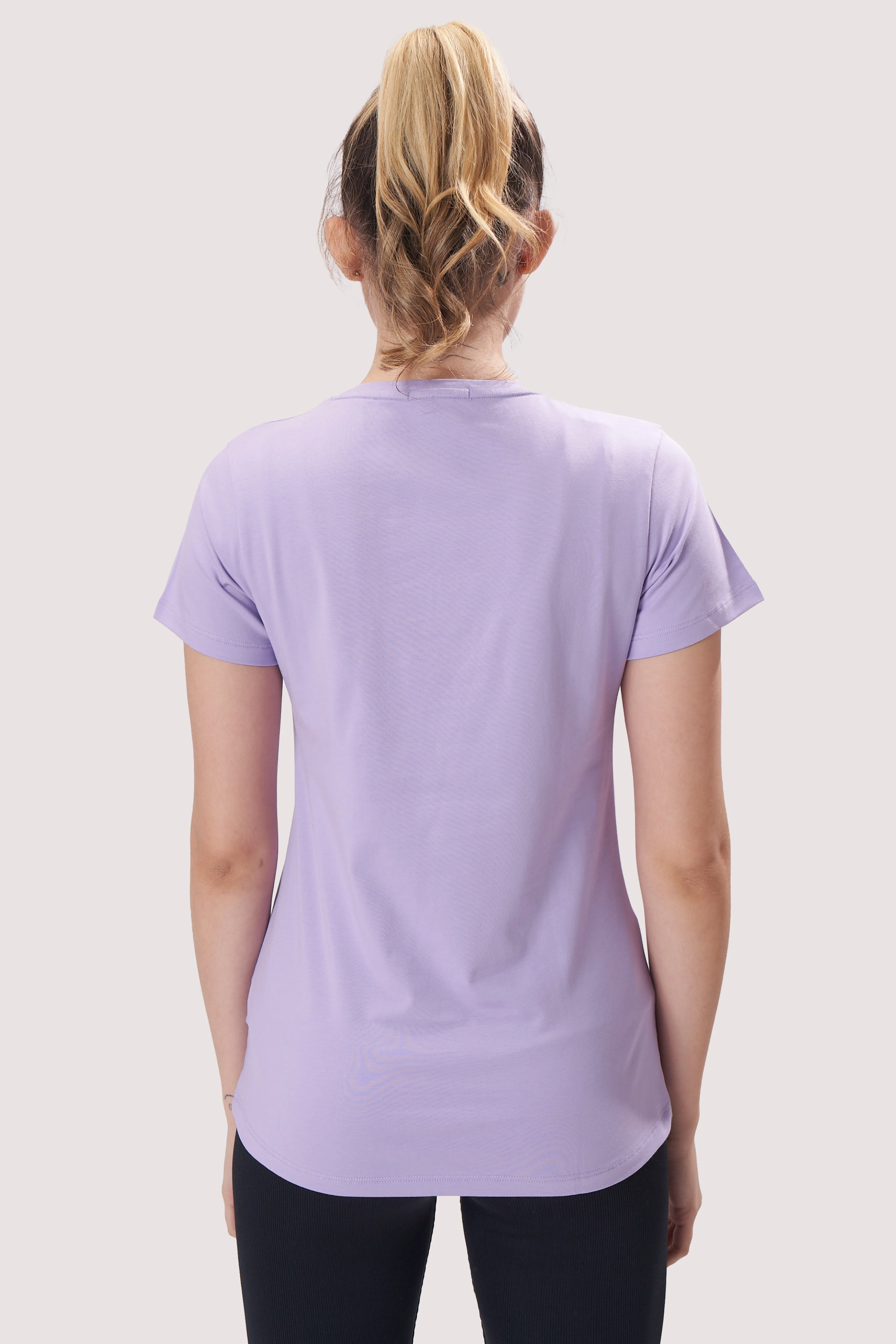 Women’s Cotton T-Shirt with HD Textured Print & Curved Hemline